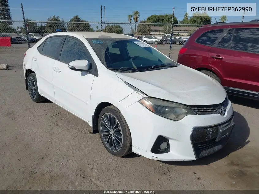 TOYOTA COROLLA 2015, VIN 5YFBURHE7FP362990