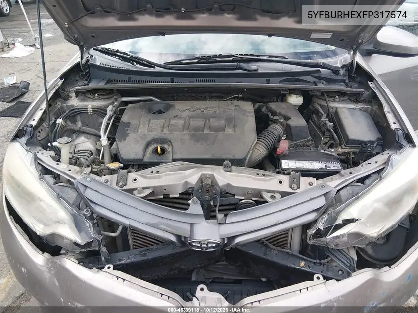 2015 TOYOTA COROLLA VIN 5YFBURHEXFP317574 — фото 10