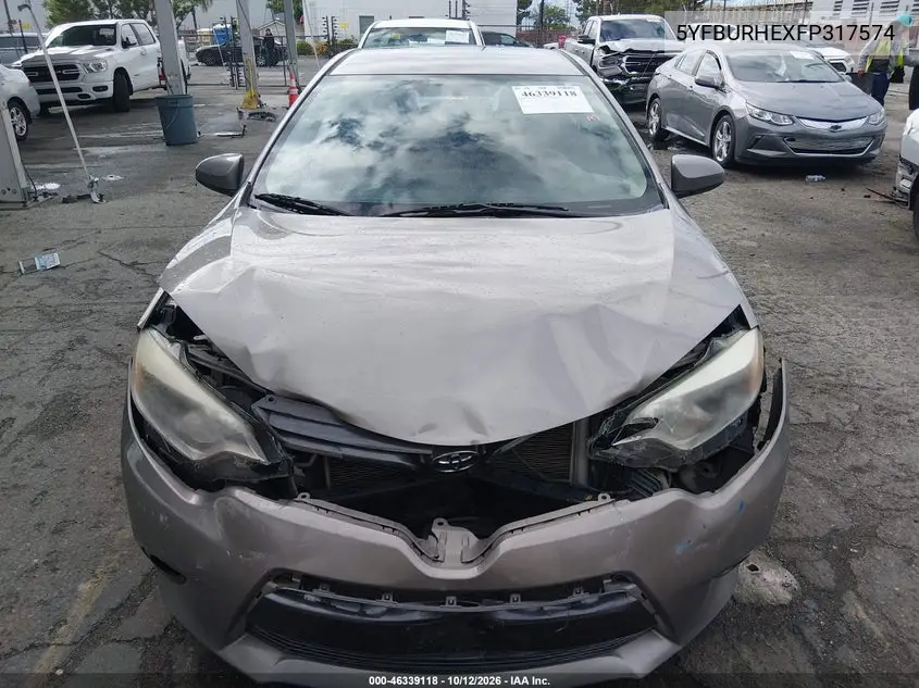 2015 TOYOTA COROLLA VIN 5YFBURHEXFP317574 — фото 12