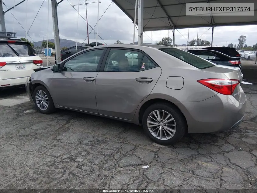 2015 TOYOTA COROLLA VIN 5YFBURHEXFP317574 — фото 14