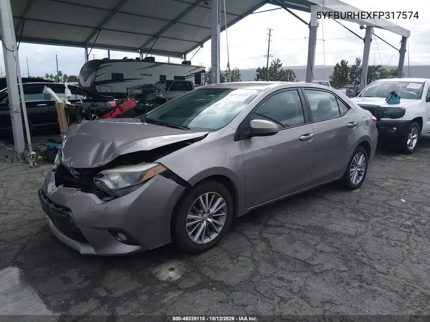 2015 TOYOTA COROLLA VIN 5YFBURHEXFP317574 — фото 2