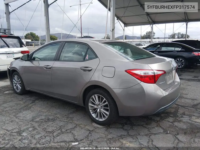 2015 TOYOTA COROLLA VIN 5YFBURHEXFP317574 — фото 3