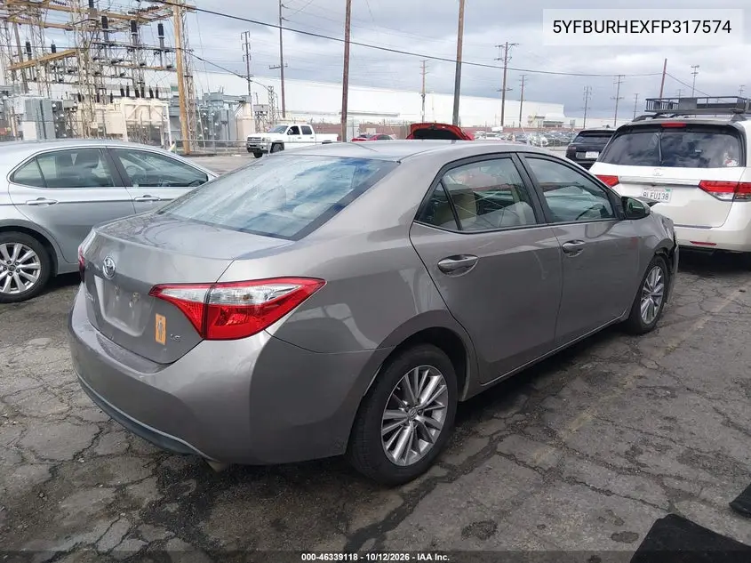 2015 TOYOTA COROLLA VIN 5YFBURHEXFP317574 — фото 4
