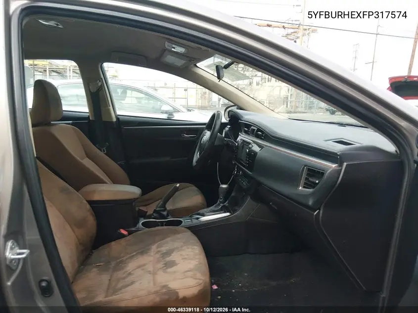 2015 TOYOTA COROLLA VIN 5YFBURHEXFP317574 — фото 5