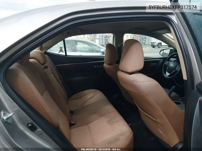 2015 TOYOTA COROLLA VIN 5YFBURHEXFP317574 — фото 8