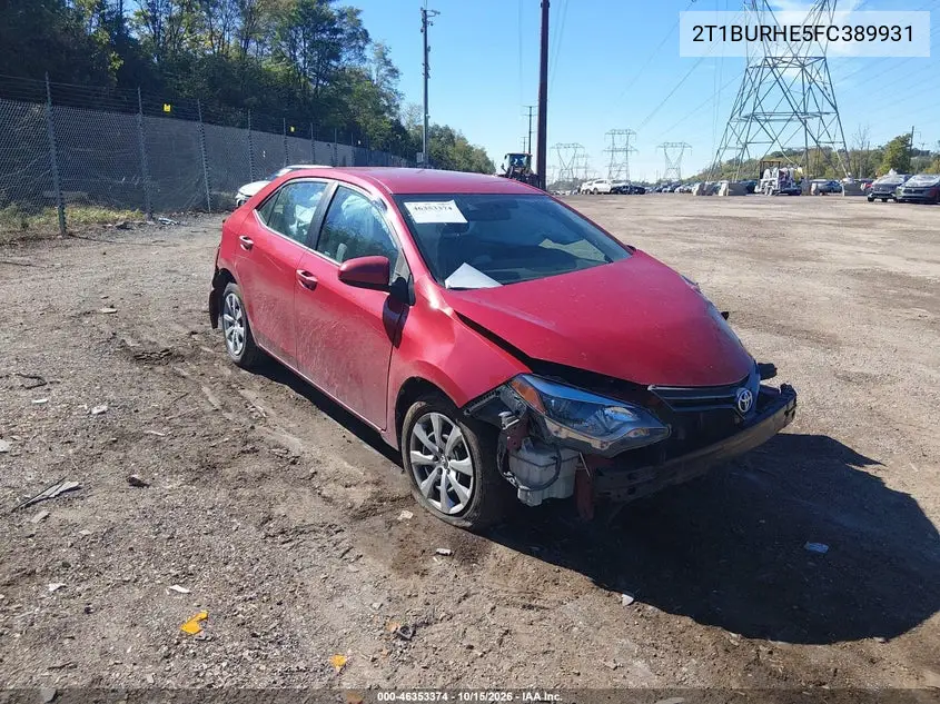 TOYOTA COROLLA 2015, VIN 2T1BURHE5FC389931
