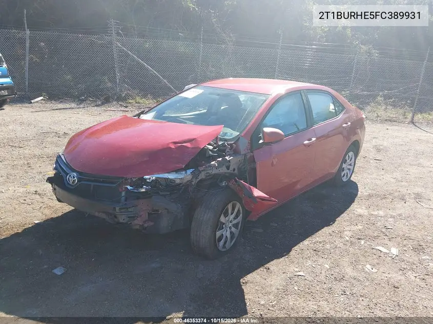 2015 TOYOTA COROLLA VIN 2T1BURHE5FC389931 — фото 2