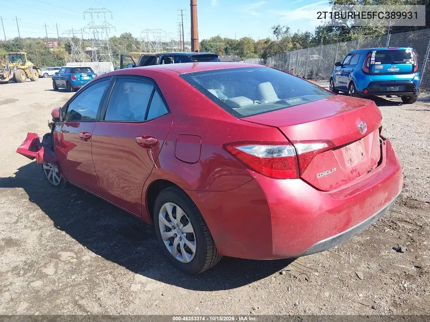 2015 TOYOTA COROLLA VIN 2T1BURHE5FC389931 — фото 3