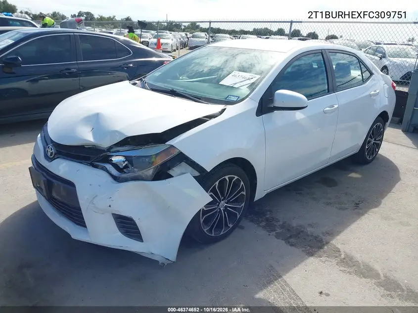 2015 TOYOTA COROLLA VIN 2T1BURHEXFC309751 — фото 2