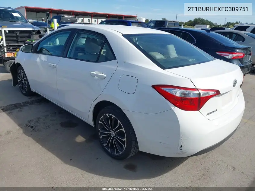 2015 TOYOTA COROLLA VIN 2T1BURHEXFC309751 — фото 3