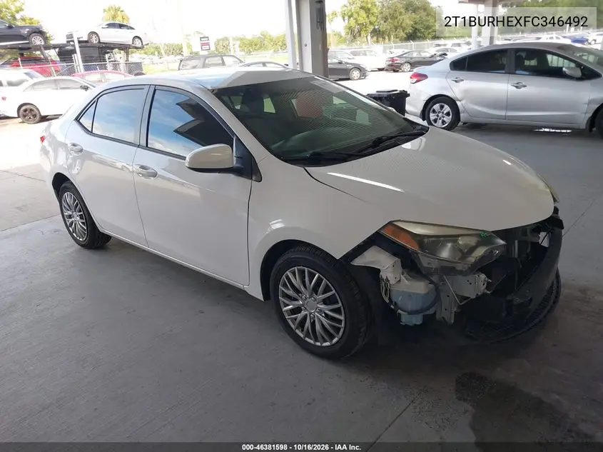 TOYOTA COROLLA 2015, VIN 2T1BURHEXFC346492