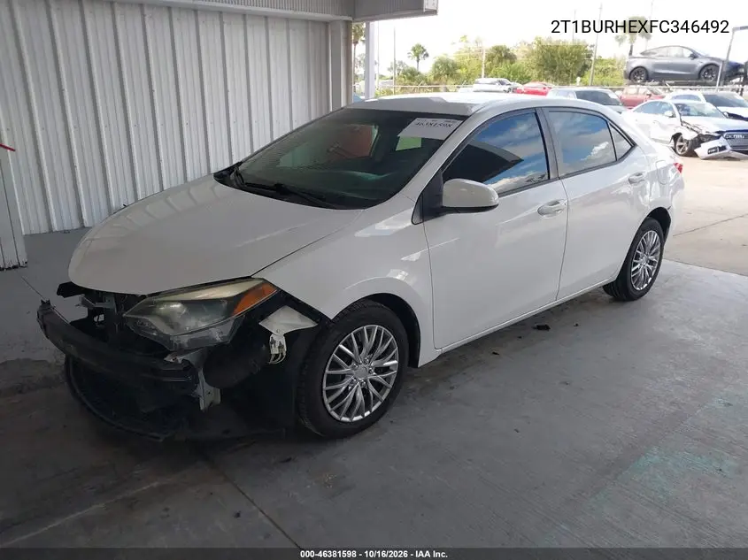 2015 TOYOTA COROLLA VIN 2T1BURHEXFC346492 — фото 2