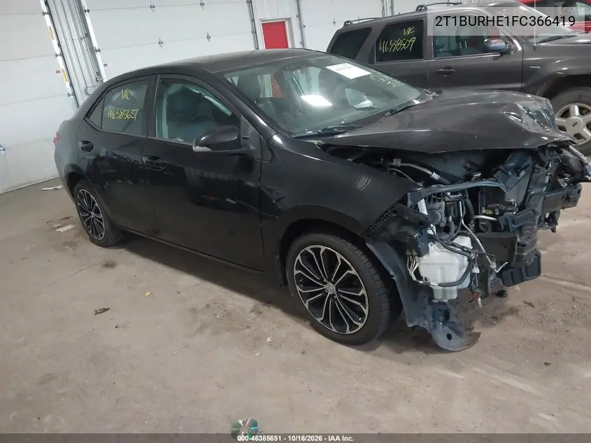 TOYOTA COROLLA 2015, VIN 2T1BURHE1FC366419