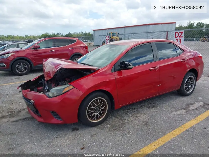 2015 TOYOTA COROLLA VIN 2T1BURHEXFC358092 — фото 2