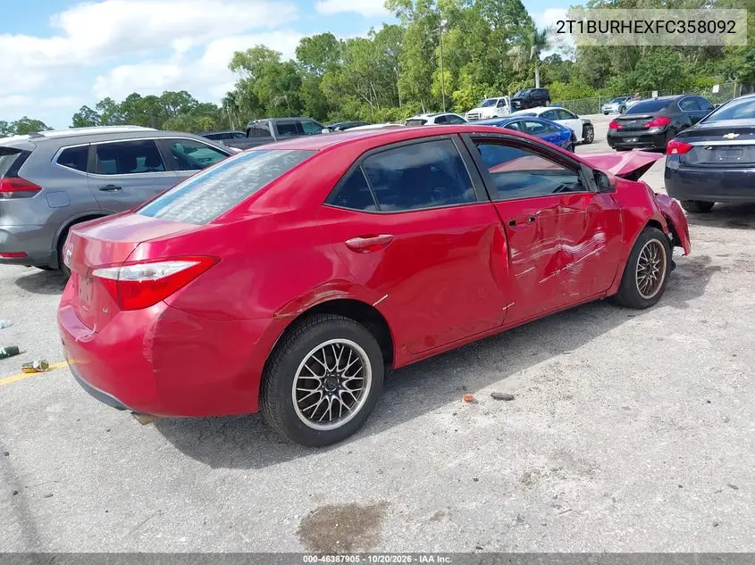 2015 TOYOTA COROLLA VIN 2T1BURHEXFC358092 — фото 4