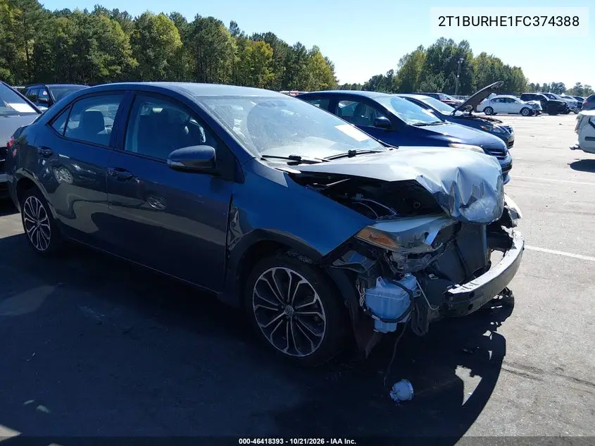 TOYOTA COROLLA 2015, VIN 2T1BURHE1FC374388