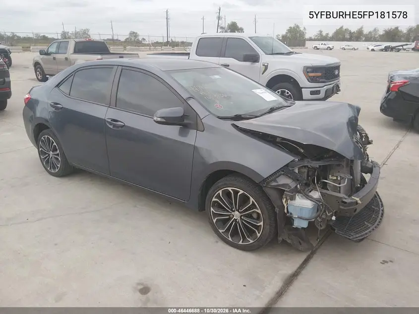 TOYOTA COROLLA 2015, VIN 5YFBURHE5FP181578