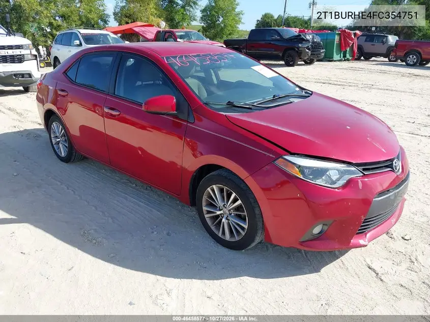 TOYOTA COROLLA 2015, VIN 2T1BURHE4FC354751