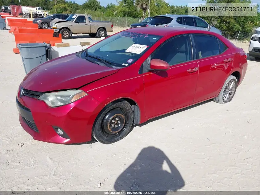 2015 TOYOTA COROLLA VIN 2T1BURHE4FC354751 — фото 2