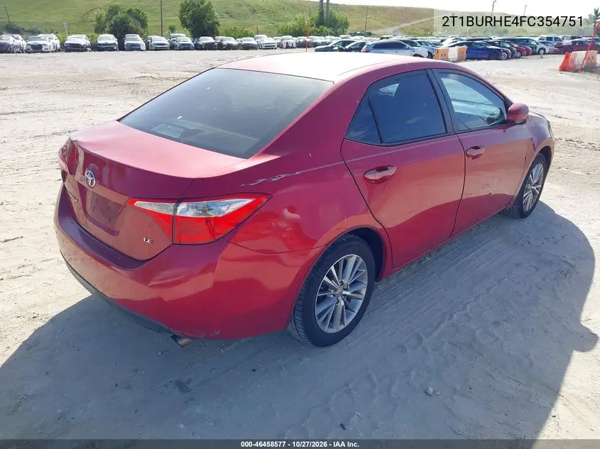 2015 TOYOTA COROLLA VIN 2T1BURHE4FC354751 — фото 4