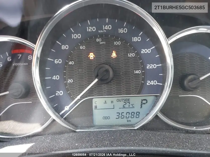 2016 TOYOTA COROLLA VIN 2T1BURHE5GC503685 — фото 16
