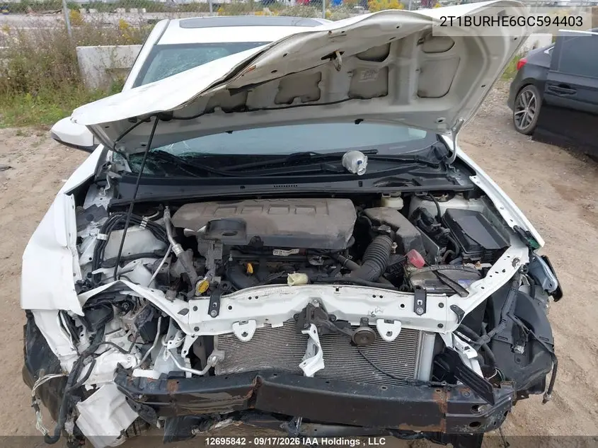 2016 TOYOTA COROLLA VIN 2T1BURHE6GC594403 — фото 10