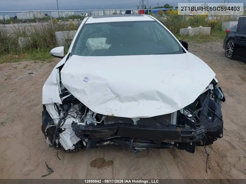2016 TOYOTA COROLLA VIN 2T1BURHE6GC594403 — фото 12