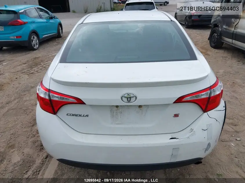2016 TOYOTA COROLLA VIN 2T1BURHE6GC594403 — фото 16