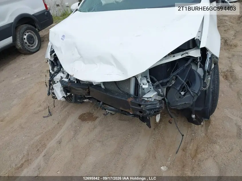 2016 TOYOTA COROLLA VIN 2T1BURHE6GC594403 — фото 6
