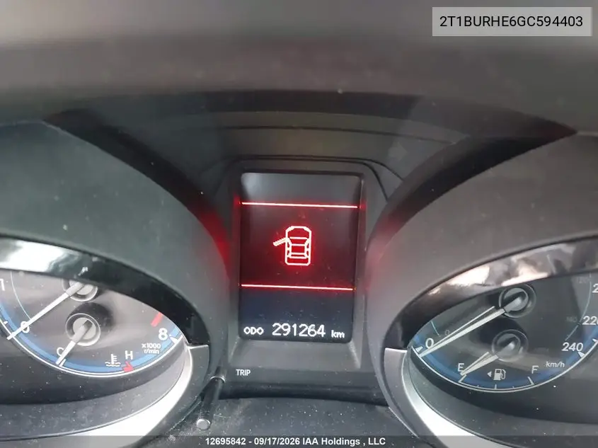 2016 TOYOTA COROLLA VIN 2T1BURHE6GC594403 — фото 7