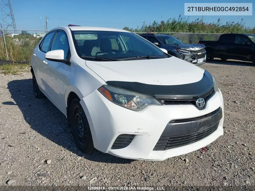 TOYOTA COROLLA 2016, VIN 2T1BURHE0GC492854