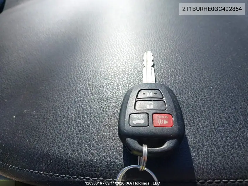 2016 TOYOTA COROLLA VIN 2T1BURHE0GC492854 — фото 11