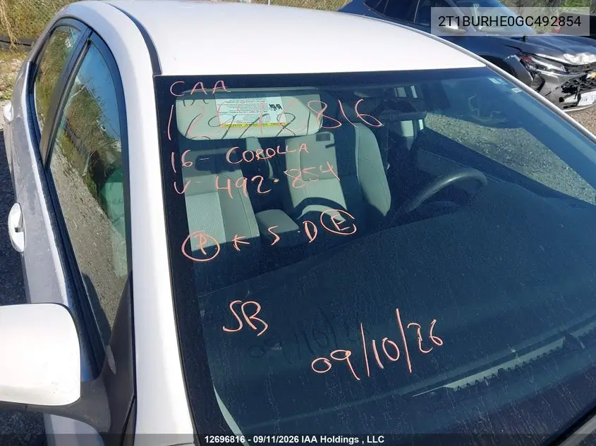2016 TOYOTA COROLLA VIN 2T1BURHE0GC492854 — фото 17