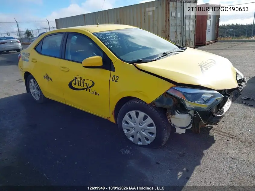 TOYOTA COROLLA 2016, VIN 2T1BURHE2GC490653