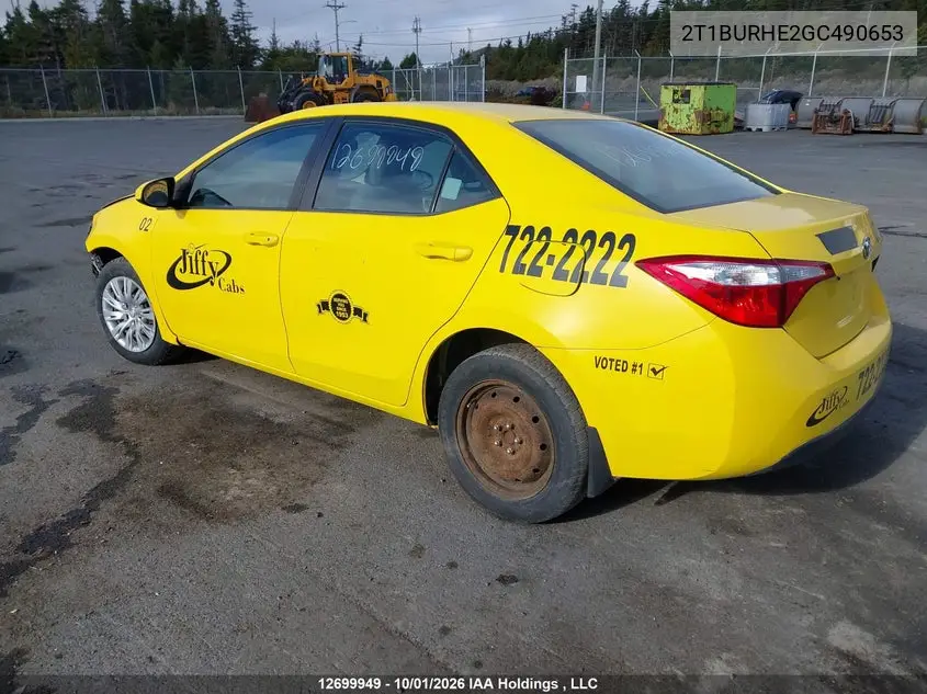 2016 TOYOTA COROLLA VIN 2T1BURHE2GC490653 — фото 3