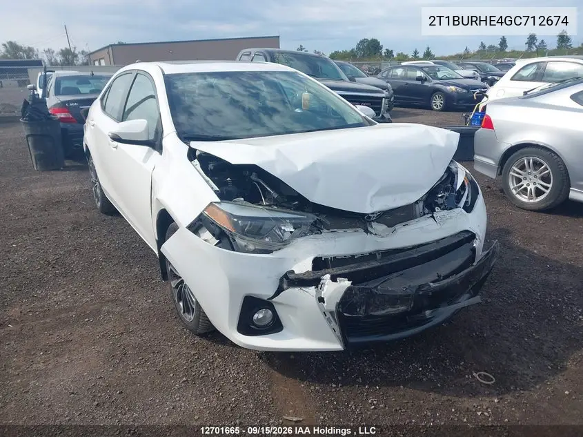 TOYOTA COROLLA 2016, VIN 2T1BURHE4GC712674