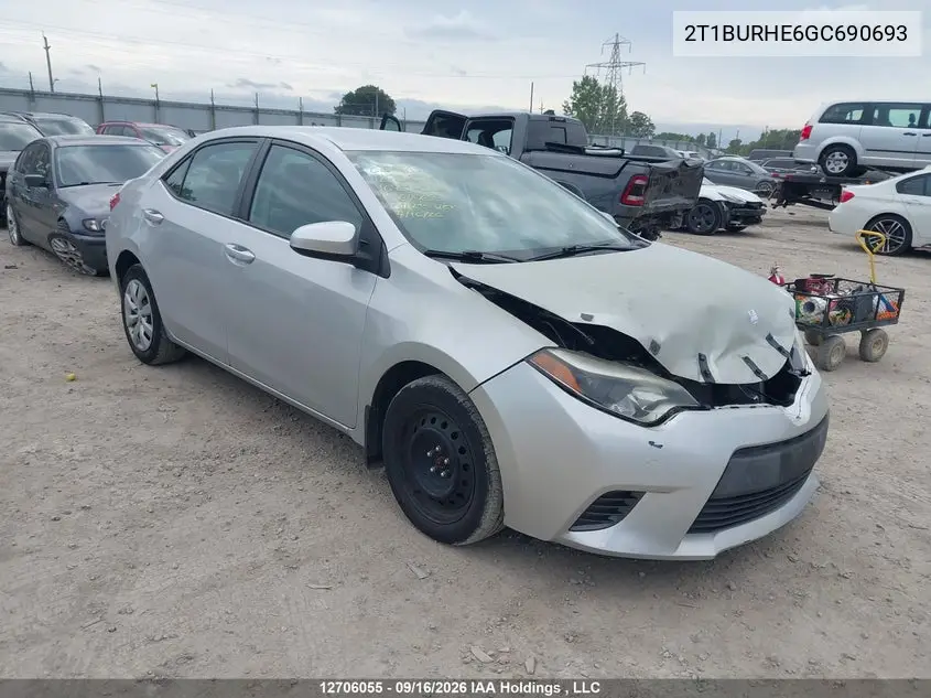TOYOTA COROLLA 2016, VIN 2T1BURHE6GC690693