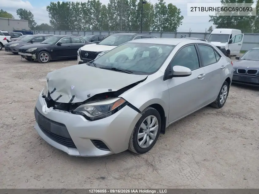 2016 TOYOTA COROLLA VIN 2T1BURHE6GC690693 — фото 2