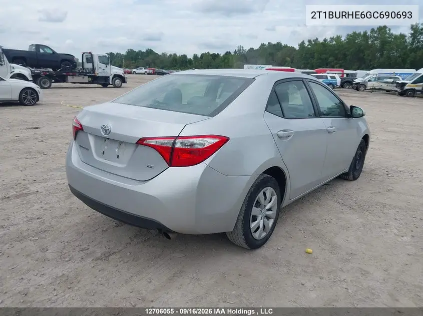 2016 TOYOTA COROLLA VIN 2T1BURHE6GC690693 — фото 4
