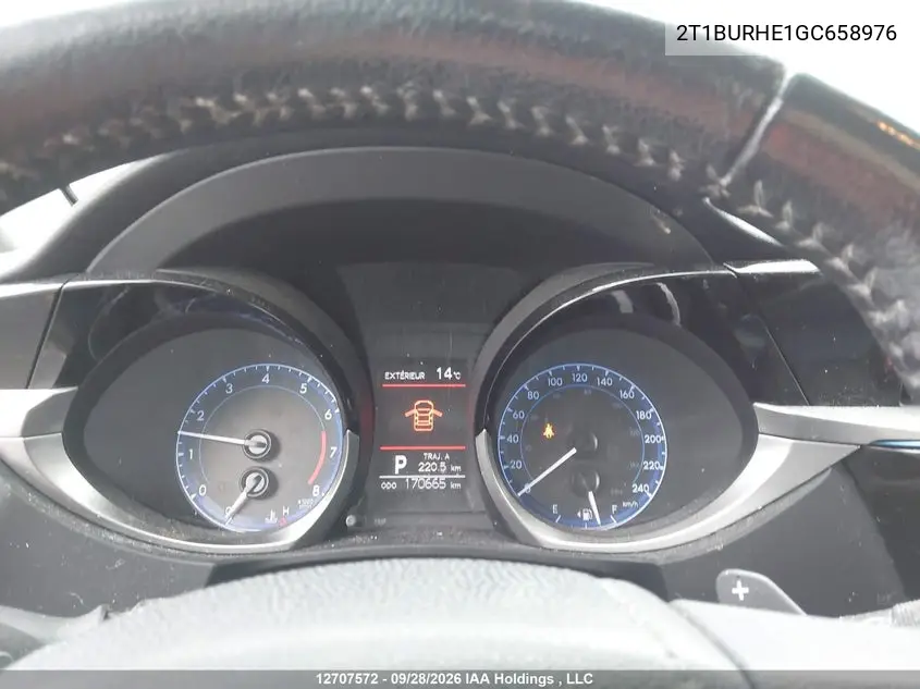 2016 TOYOTA COROLLA VIN 2T1BURHE1GC658976 — фото 7