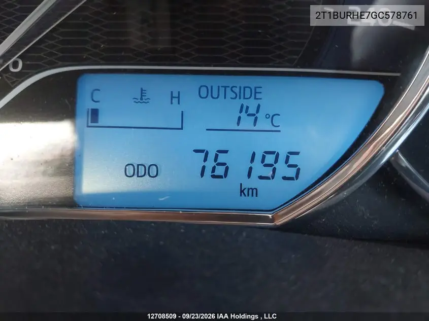 2016 TOYOTA COROLLA VIN 2T1BURHE7GC578761 — фото 15