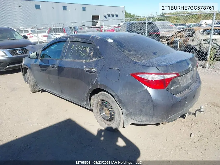 2016 TOYOTA COROLLA VIN 2T1BURHE7GC578761 — фото 3