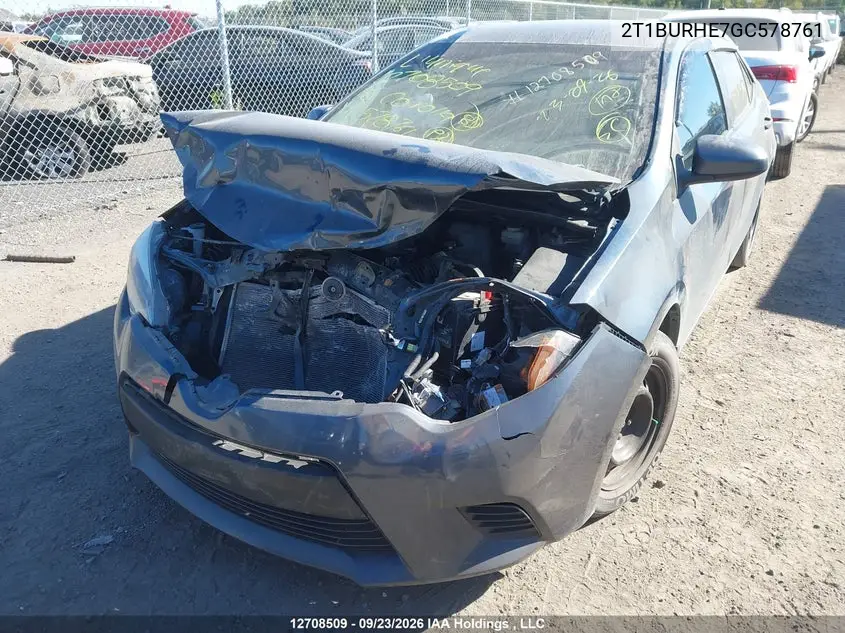 2016 TOYOTA COROLLA VIN 2T1BURHE7GC578761 — фото 6