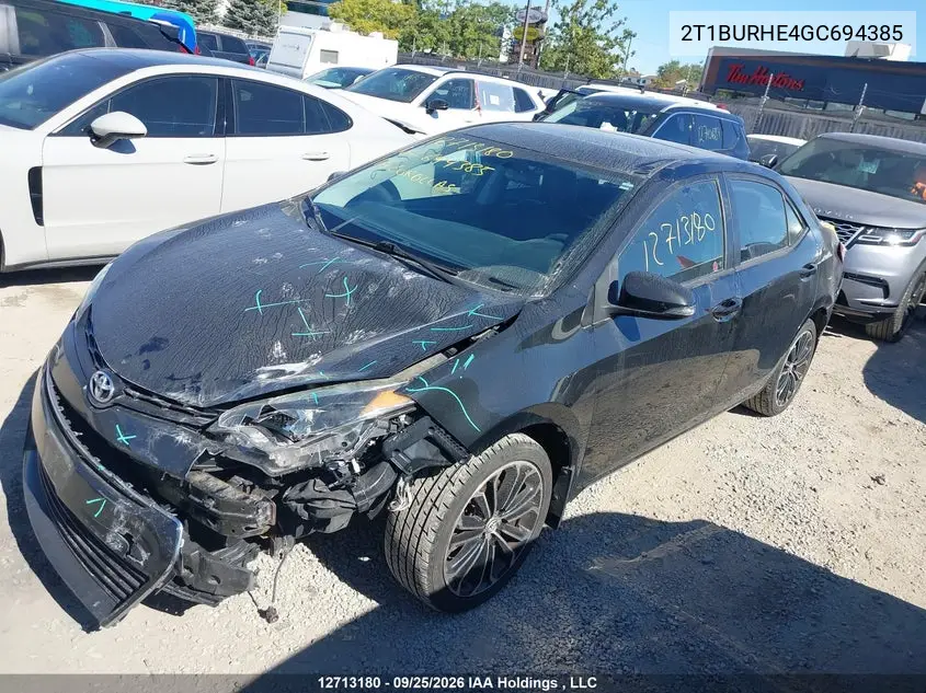 2016 TOYOTA COROLLA VIN 2T1BURHE4GC694385 — фото 2