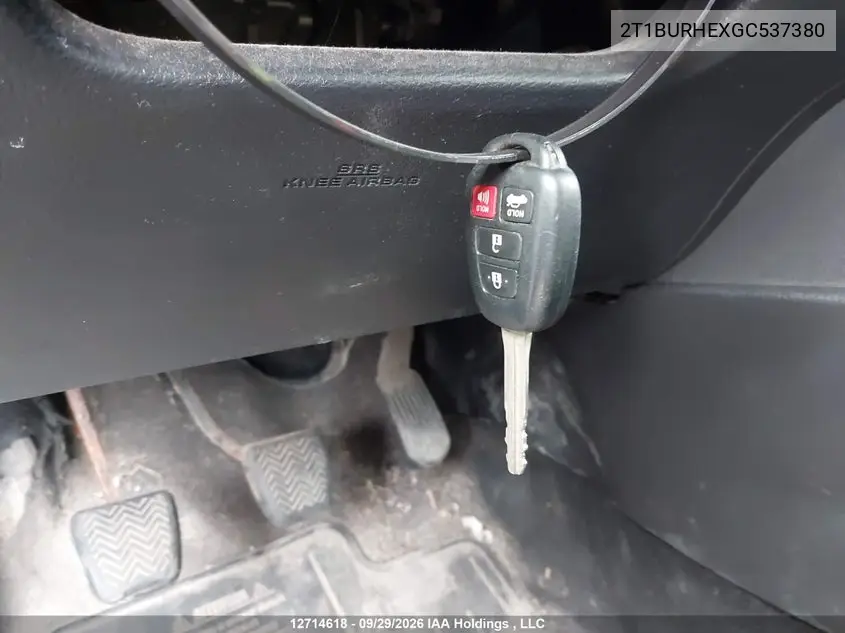 2016 TOYOTA COROLLA VIN 2T1BURHEXGC537380 — фото 11