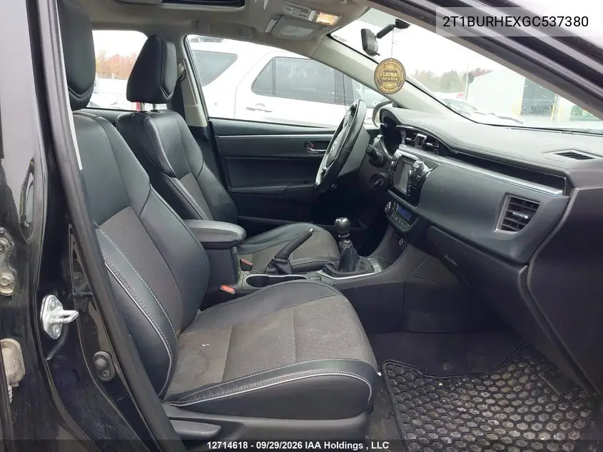 2016 TOYOTA COROLLA VIN 2T1BURHEXGC537380 — фото 5