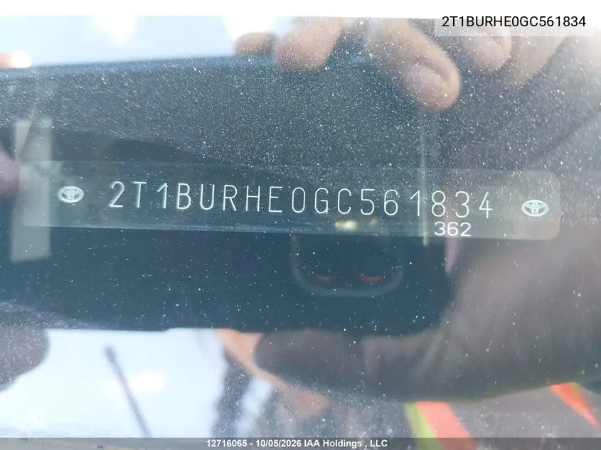 2016 TOYOTA COROLLA VIN 2T1BURHE0GC561834 — фото 19