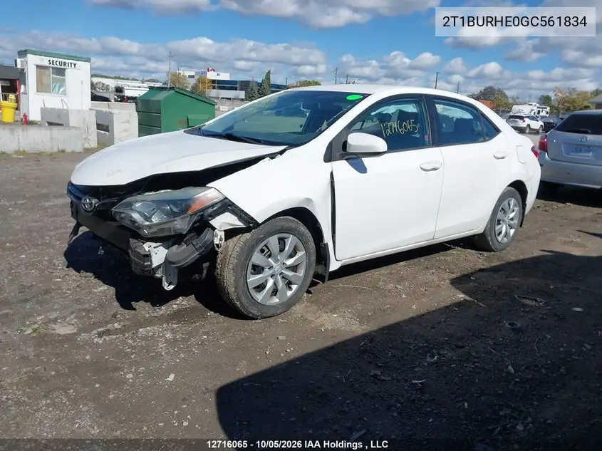 2016 TOYOTA COROLLA VIN 2T1BURHE0GC561834 — фото 2