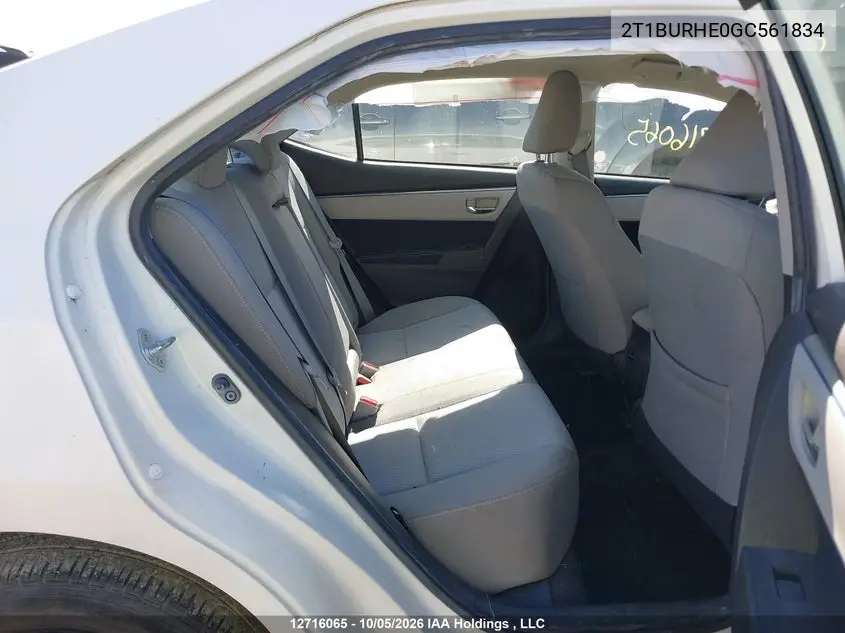 2016 TOYOTA COROLLA VIN 2T1BURHE0GC561834 — фото 8