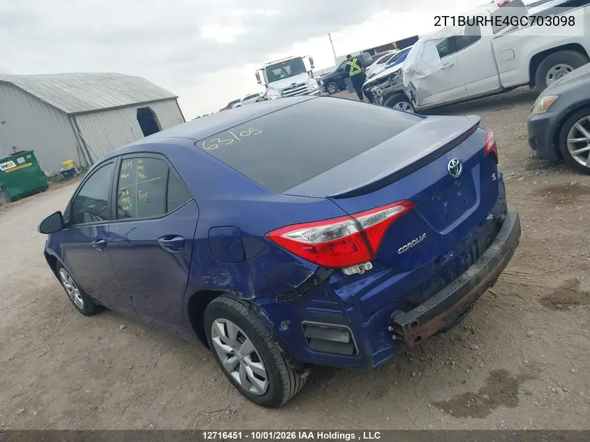 2016 TOYOTA COROLLA VIN 2T1BURHE4GC703098 — фото 3